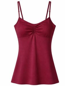 Débardeur Camisole Femme Bordeaux Ajustable à Bretelles, Coupe Slim, Extensible, Décontracté, Basique, Été, Doux et Confortable pour le Quotidien - Product Image 3