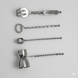 Juego de Herramientas de Barra de Lujo de 4 Piezas con Mango Trenzado |   Abridor de Botellas de Acero Inoxidable, Cuchara de Bar, Pinzas para Hielo para Accesorios de Cócteles - Product Image 2