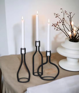 ชุดเชิงเทียนเหล็กดีไซน์ทันสมัย 3 ชิ้น สีดำ สำหรับตกแต่งบ้าน ทนทาน - Product Image 3