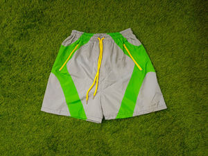 <b>Men's</b> Color Blocking Sport Shorts Quick Dry Polyester Nylon Summer Zipper Closure Regular Fit Gray Green Yellow - Product Image 2