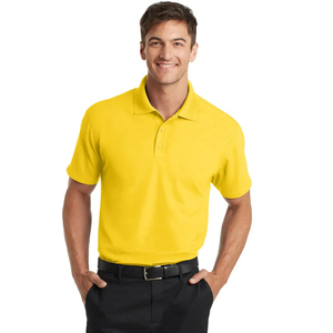 <b>Men's</b> <b>Yellow</b> Short Sleeve Polo <b>Shirt</b> Solid Color Cotton Pique Knitted Casual Breathable Regular Fit Button Design polo <b>shirt</b> - Product Image 1