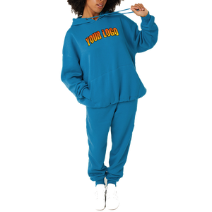 Conjunto Deportivo Casual para Mujer, Conjunto de Dos Piezas Personalizado, Sudadera con Capucha y Pantalones Deportivos con Parches Desgastados - Product Image 3