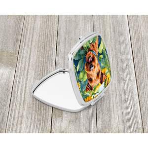 Irish Terrier Sunflowers <b>Compact</b> Folding Handheld <b>Makeup</b> Mirror for Women Travel Decorative Pocket Mirror Gift for Girls - Product Image 2