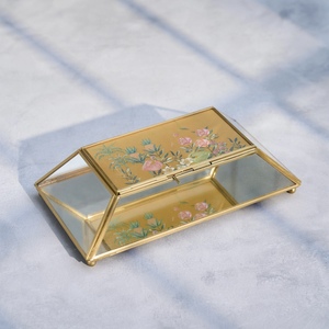 Wholesale 2026 Latest Taper Style Luxury Brass & Glass Jewelry Organizer Storage Box with Printed Lid - Product Image 5
