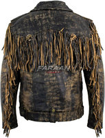 Veste en cuir véritable marron vieilli avec franges, respirante, style western, vintage, motard, à pampilles, robuste et personnalisée