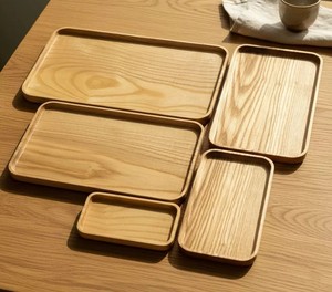 Plateaux de service rectangulaires en bois massif, design moderne, faits à la main, motif personnalisé, technique sur glaçure, vaisselle écologique - Product Image 4