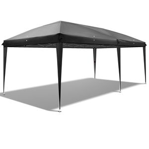 Tenda a baldacchino istantanea nera 10x20 con telaio in acciaio verniciato a polvere 28/22mm, tessuto Oxford 210D pieghevole con barra trasversale 10x20mm, senza pareti laterali - Product Image 5