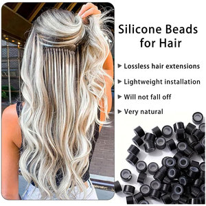 Kit de Herramientas para Extensiones de Cabello con 600 Anillos de Silicona, Set Profesional de Accesorios para Extensiones de Cabello, Incluye Cabello - Product Image 6