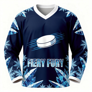 Camiseta de Hockey sobre Hielo para Hombre, Manga Larga, Cuello en V, Sublimada, Absorbente de Humedad, Poliéster, Corte Regular, Ropa Deportiva del Equipo Eagle Force - Product Image 3