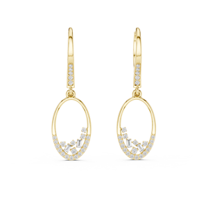 Ensemble UNIQUE DANGLERS pour femme en or jaune 18 carats plaqué rhodium, diamants de laboratoire à taille mixte, évaluation tierce, pour un usage quotidien, glamour - Product Image 1
