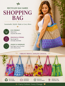 Bolsa de Compras de Seda Reciclada de Calidad Premium, Estampados, Colores y Tamaños Surtidos, Bolsa de Transporte y Bolsa de Mercado Sostenible, Exportación a Granel desde India - Product Image 1