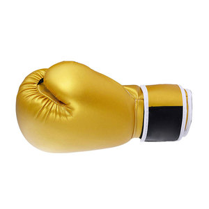 Gants de boxe en cuir PU doré, à doigts entiers, avec fermeture à lacets, sangle de poignet réglable, logo personnalisable pour l'entraînement des adultes - Product Image 6