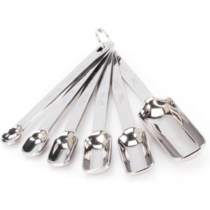 6pc Professional Stainless Steel Measuring Spoon Set, Narrow Scoop Design for Small Jars, Long Handle Liquid & Dry Spice Tools - Product Image 1