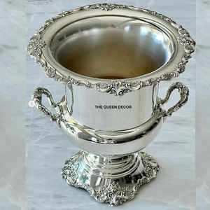 Home Decor Accent Perfect Gift For Housewarming Or Weddings Exquisite Vintage Metal <b>Vase</b> With Golden Glass - Product Image 3