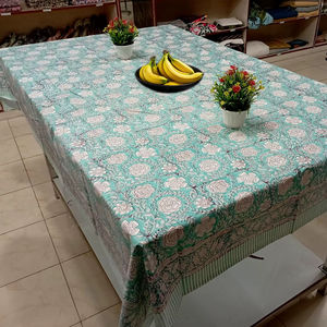 Mantel de Lona de Algodón Indio Ecológico, Hecho a Mano, con Estampado Floral Moderno, Color Verde, para Mesa de Comedor de 6 a 8 Personas - Product Image 2