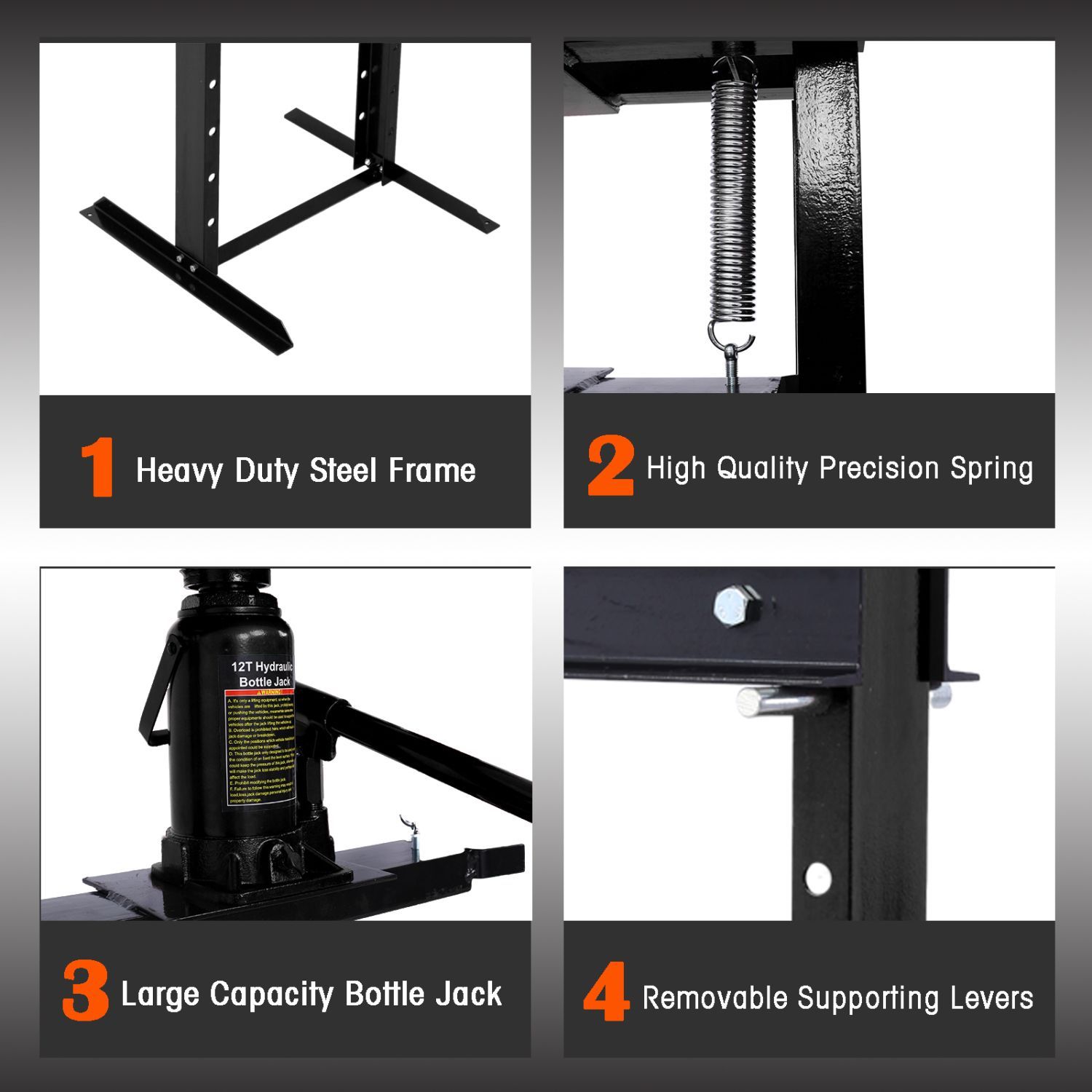 12 Ton Hydraulic Shop Press – H-Frame Garage Floor Press With