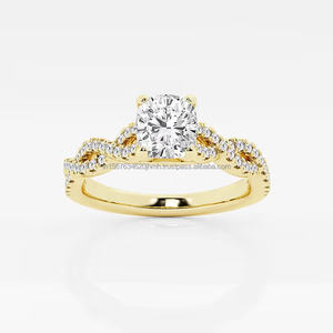 แหวนเพชรหุ้มทอง14K หรูหราวินเทจสีขาวทองแต่งงาน/แหวนหมั้นสำหรับผู้หญิงห้องปฏิบัติการสร้างเครื่องประดับที่ได้รับการรับรอง - Product Image 3