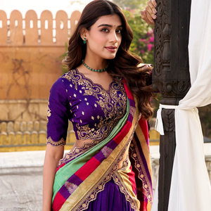 Lehenga Choli Dupatta indien en soie brodée, prêt-à-porter, best-seller, tenue de fête et de mariage avec robe en soie - Product Image 1