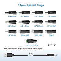 Câble d'alimentation universel 5V DC, cordon de charge USB vers DC avec 13 adaptateurs pour webcam, routeur, enregistreur, haut-parleur Bluetooth