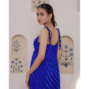 Robe évasée bleue Cannes XS Leheriya respirante à taille empire pour les occasions décontractées - Product Image 1