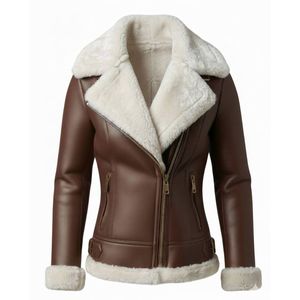 Veste courte Nour Hammour Hatti en cuir marron - Product Image 3