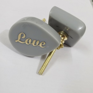 Modern Grey Resin Cabinet Knobs with Exquisite Brass Banyan Tree Inlay Stunning <b>Hardware</b> for Drawers, Dressers, and Side Tables - Product Image 2