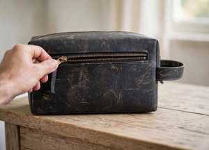 Custom Genuine Leather <b>Toiletry</b> <b>Bag</b> <b>Men</b> Vintage Travel Wash Dopp Kit Waterproof Shaving Organizer Cosmetic Cases LYG-0101 - Product Image 4