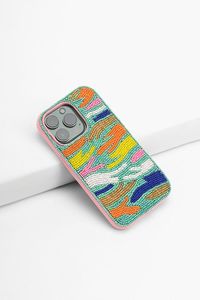 Funda de Teléfono Personalizada Hecha a Mano con Bordado Ligero de Seda, Cuentas, Margaritas Blancas y Verdes, Forma Rectangular, Regalo Empresarial - Product Image 6