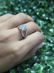 Caratleaf Luxury Lab Grown Diamond Solitaire <b>Ring</b> 18K Gold Plated Brilliant Cut Center Stone IGI Certified Pave <b>Split</b> DEF Color - Product Image 4