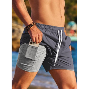 Pantalones Cortos Híbridos 2 en 1 para Hombre 2026, Sólidos, de Secado Rápido, Transpirables, para Correr y Gimnasio, para Playa, con Forro de Compresión, Cintura Media, Talla 2XL - Product Image 2