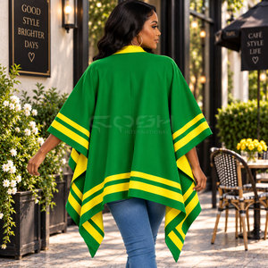 Cosh International Sorority Sisterhood - Cárdigan Verde y Amarillo con Frente Abierto para Mujer, Informal, Manga Murciélago, Largo, 100% Poliéster - Product Image 5