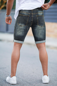 Pantalones cortos de mezclilla de verano informales para hombre con estilo vintage, ajuste holgado, decoración con botones y múltiples bolsillos, ropa de calle lavada a la moda - Product Image 2