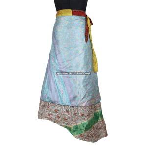 100 Formas de Usar la Falda Larga de Seda Vintage India Magic Wrap de 38 Pulgadas, Falda Maxi de Seda Reversible India - Product Image 1