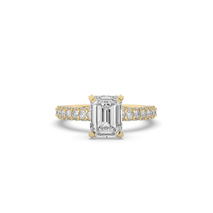 Luxeshine Women's 2Ct Lab Grown <b>Emerald</b> Diamond <b>Ring</b> VS1 IGI Certified Brilliant 925 Sterling <b>Silver</b> Yellow Rose Engagement - Product Image 1