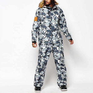 Custom Men's <b>Snow</b> Camo 2‑Piece Ski <b>Suit</b> Set – Waterproof Insulated Fur‑Hood Camouflage Snowboard Jacket & <b>Snow</b> Pants - Product Image 1