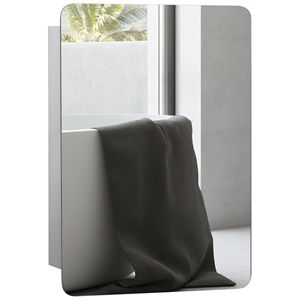 Organizzatore da Parete a Specchio in Acciaio Inox 18"x26" Armadietto a 3 Ripiani con Porta Scorrevole per Bagno - Product Image 1