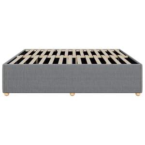 Cadre de lit king-size en bois de pin massif, gris clair, rembourré en polyester, élégant et durable - Product Image 5