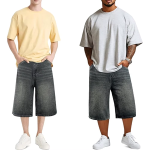 Men's Washed Denim Bermuda Shorts <b>Mid</b> Waist Button Fly Casual Style Solid Color Breathable Canvas Fabric - Product Image 4