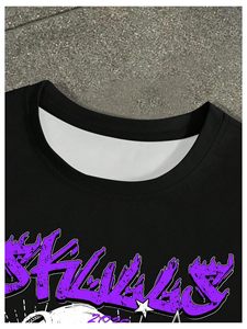 Ensemble T-shirt graphique surdimensionné et short pour homme, style streetwear, 100% coton, impression graphique personnalisée, tee-shirt tendance, design branché - Product Image 3