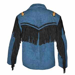 Men's Customizable Cowhide <b>Denim</b> Leather <b>Jacket</b> Stand Collar Winter Waterproof Breathable Eco-Friendly - Product Image 2