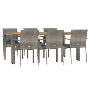 Ensemble de salle à manger de jardin gris foncé avec coussins confortables - Product Image 3