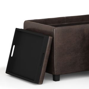 Pouf contenitore Avalon da 42 pollici in pelle vegana marrone anticata - Categoria prodotto: Pouf e ottomane - Product Image 3