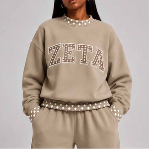 Zeta OEM Custom <b>Mock</b> <b>Neck</b> Cotton Fleece Sweatshirt Women Men Ladies Unisex Polka Dot Gingham Patch Greek Apparel Clothing - Product Image 4
