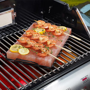 Premium quality 2025 Refined Himalayan Salt Cooking Slab with Stainless Steel Holder Natural <b>Pink</b> Tiles 30x20x5cm salt tray - Product Image 2