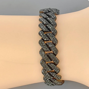 Moissanite Diamond Cuban Link Chain 925 <b>Silver</b> Pink Stone Iced Out Necklace Black Finish Hip Hop Jewelry Gift for Men Women - Product Image 3