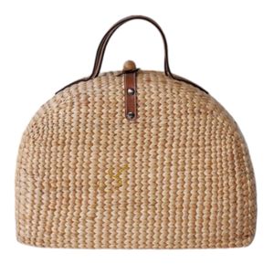 Panier de pique-nique en jacinthe d'eau tissé à la main avec poignées en similicuir - Product Image 4