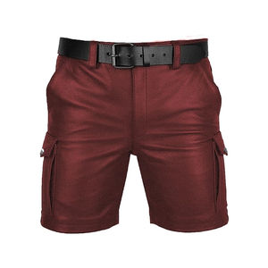 <b>Men's</b> Casual Stylish Leather <b>Shorts</b> Elastic Waist Nonwoven Breathable Quick Dry Worsted Fabric <b>Knee</b> <b>Length</b> Outdoor OEM Service - Product Image 1