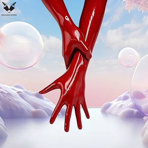 Sexy <b>Red</b> Glossy PU Leather <b>Long</b> <b>Gloves</b> Women Wet Look Patent Leather <b>Gloves</b> Clubwear Dance Party Cosplay Mittens - Product Image 2