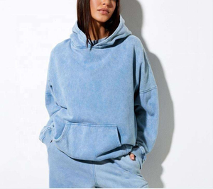 Ensemble de survêtement délavé à l'acide pour femme, comprenant un sweat à capuche court et un pantalon de jogging taille haute, tenue deux pièces, streetwear et vêtements de sport pour femme - Product Image 3