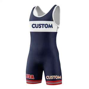Combinaison de lutte pour homme bleue, en spandex et polyester, extensible, compressive, pour la musculation, vêtements de sport pour adultes - Product Image 4
